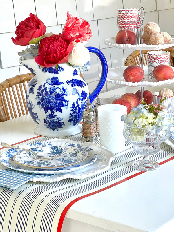 Paper table runner in red, white and blue stripe 