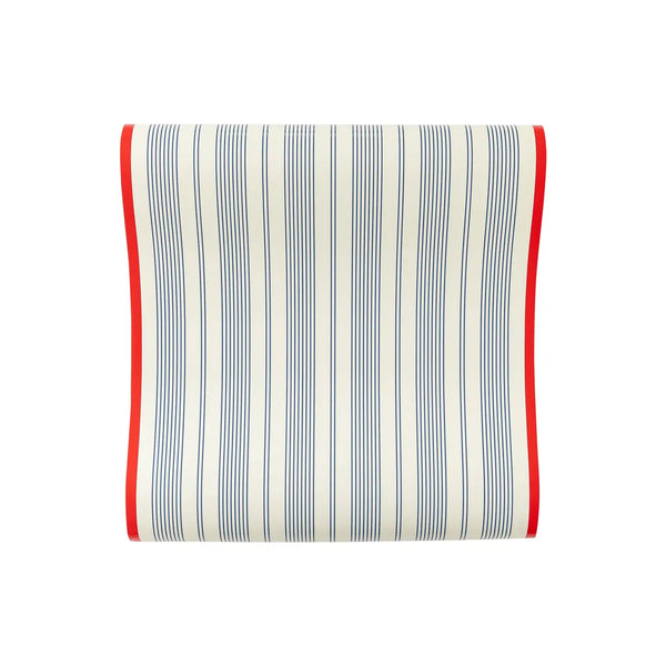 Striped Paper Table Runner in Red and Blue