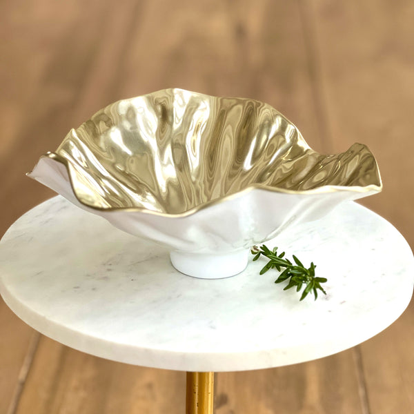 thanni small white and gold metal Bloom bowl by Beatriz Ball
