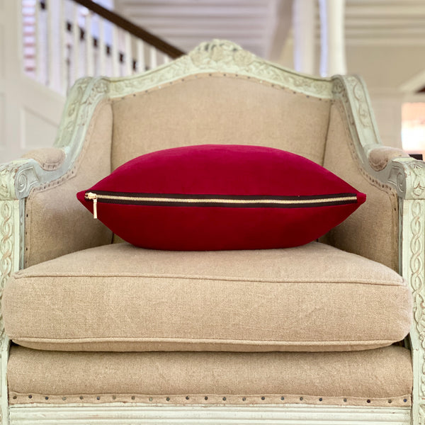 A Real Steal! Berry Red Velvet Designer Chair Lumbar Pillow by Dovecot –  DOVECOTE