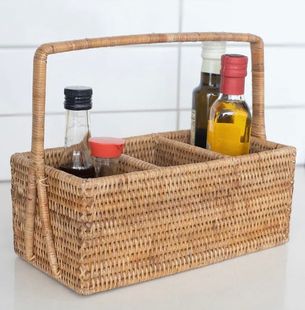 Rattan cutlery caddy by artifacts