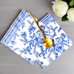 Blue and white paper napkins