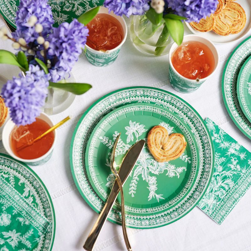 Toile Paper Salad Plates in Green