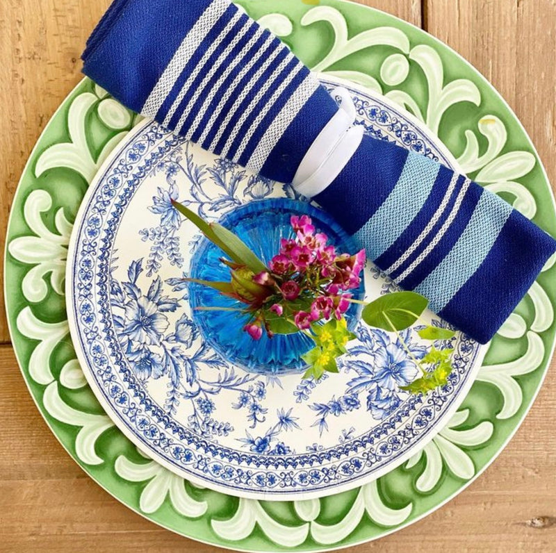 Toile Paper Dinner Plates in Blue by Coterie