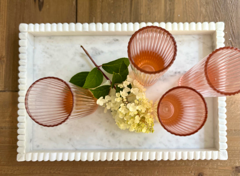 Marble Serving Tray with Fluted Edges