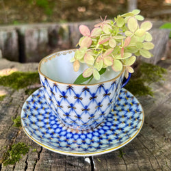 Vintage cobalt Blue net teacup 
