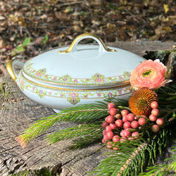 60% Off! Vintage Covered Patterned Floral China Serving Tureen Dish by Limoges made in France