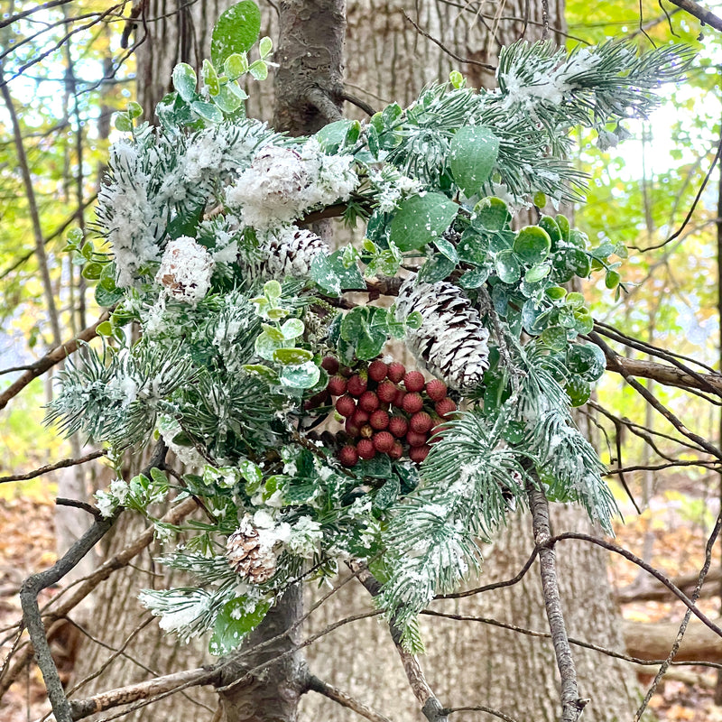 Just Reduced! Snowy Pine with Pinecone Plush Faux Flocked Greenery Wreath