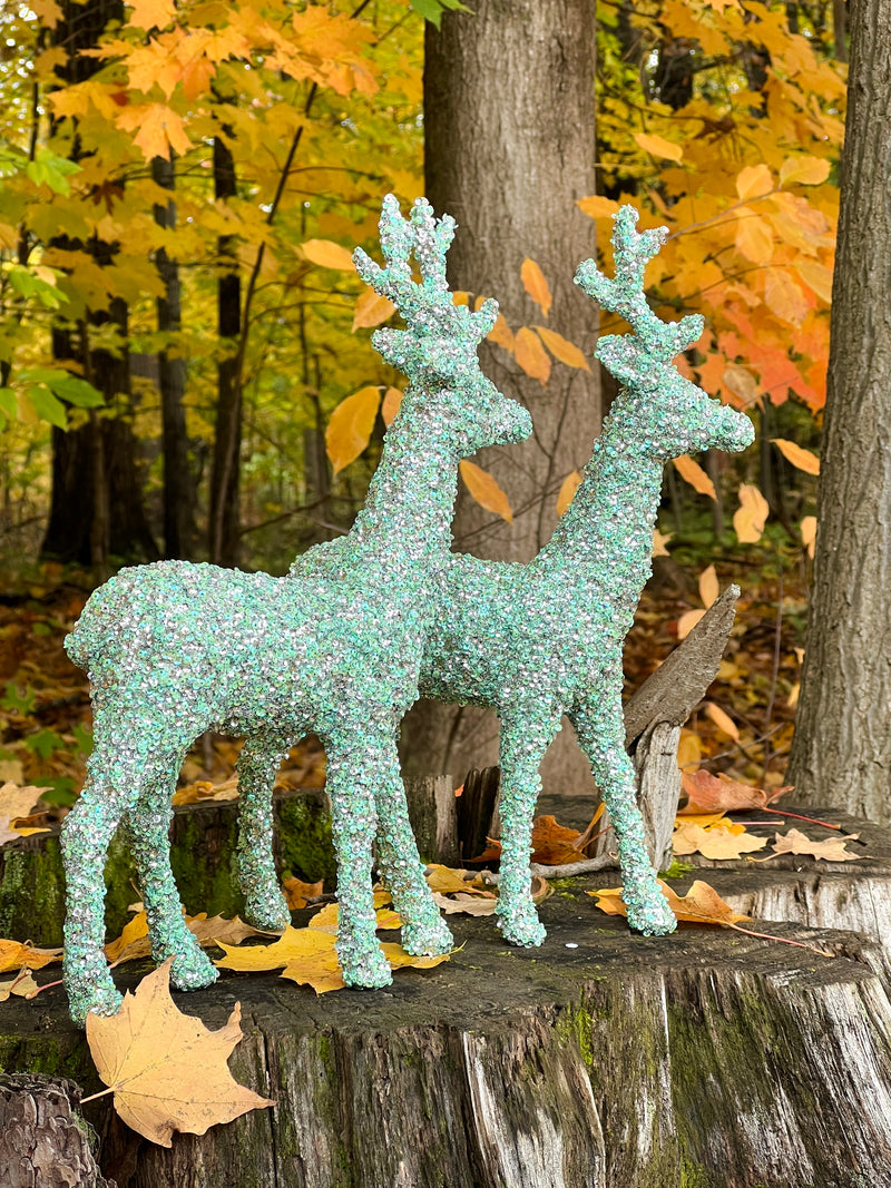 NEW! Glistening Wintergreen Sequined Tabletop Reindeer