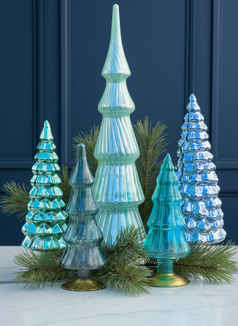 Hue Trees in Snowfall Set of 5 Large