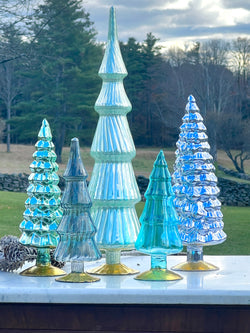 set of 5 glass hue trees in Snowfall by Cody Foster