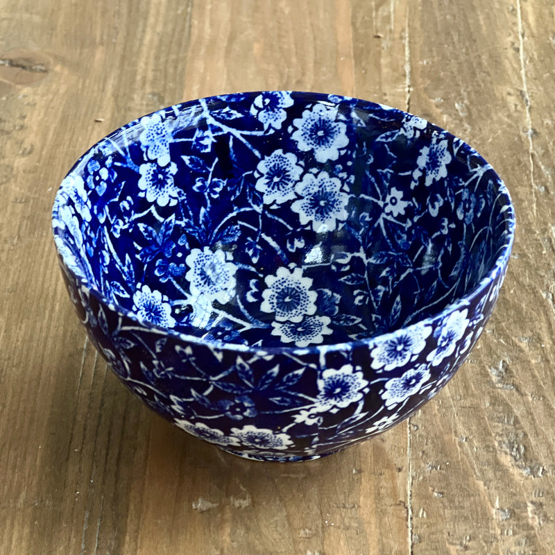 Staffordshire Calico Blue earthenware bowl by Burleigh