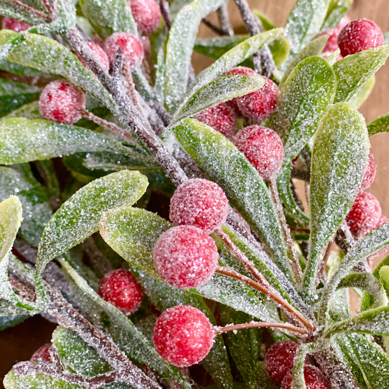 Faux Greenery Glistening Branch with Berries