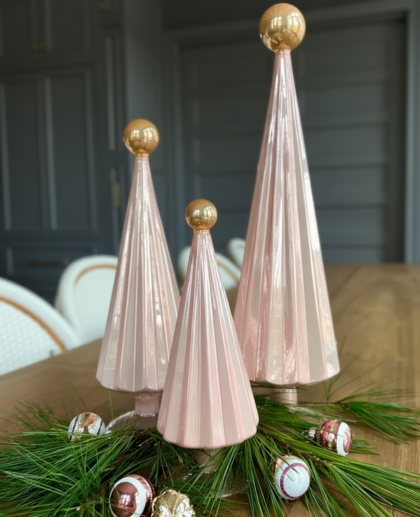 Pink pleated glass trees