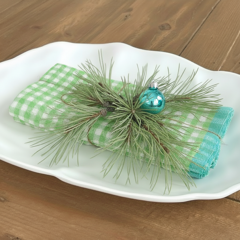 Gingham linen tea towel 