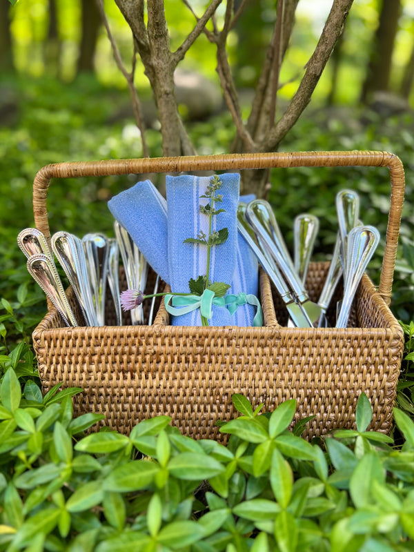 Rattan cutlery caddy by artifacts