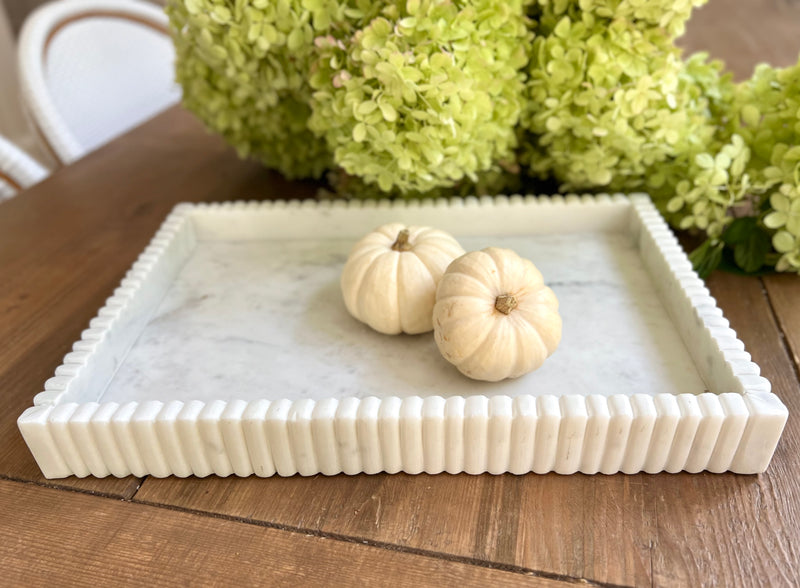 Marble Serving Tray with Fluted Edges