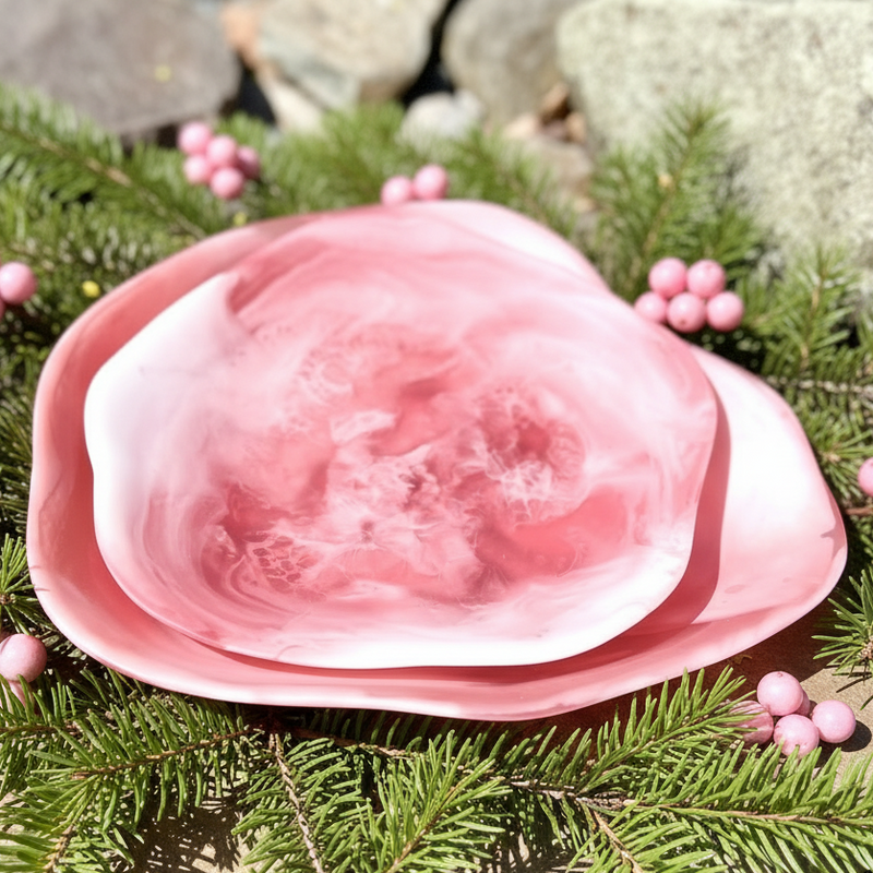 Resin swirl serving platters 