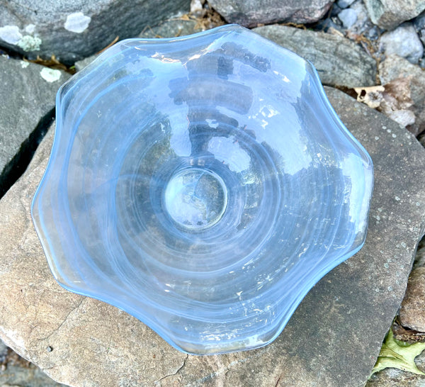 Blue Alabaster Glass Wave Bowl by Beatriz Ball