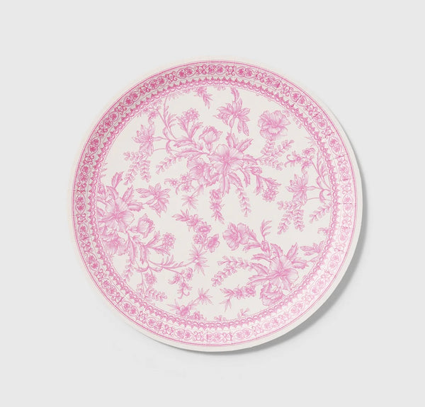 Toile Paper Dinner Plates in Pink by Coterie