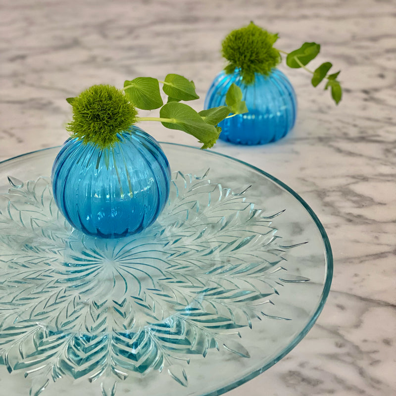 Vintage Aqua Blue Glass Serving Platter