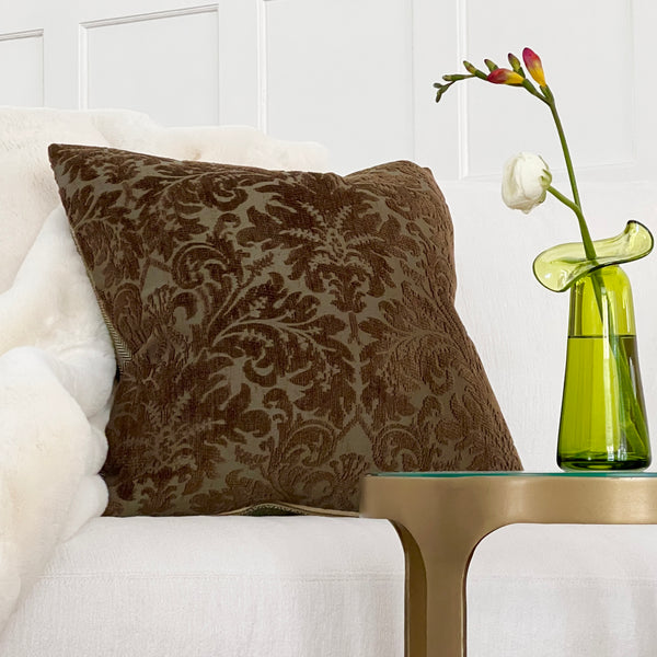 Fall Green damask pillow cover 