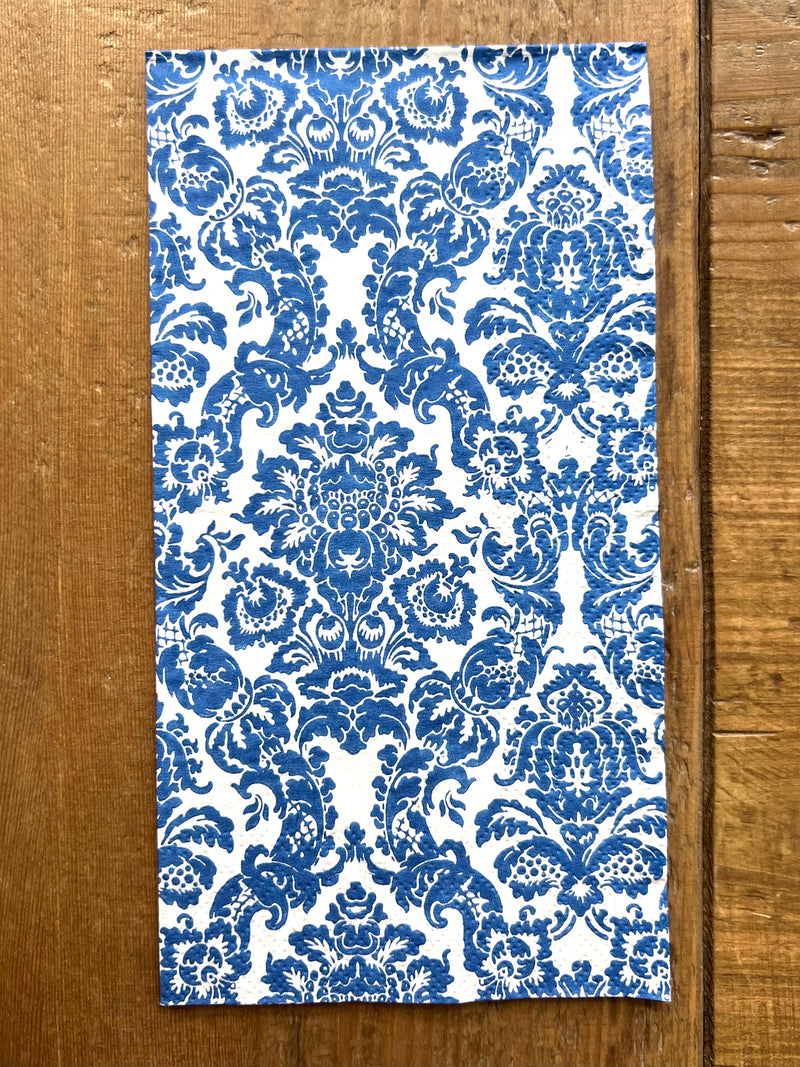 Blue & White Damask Paper Napkins