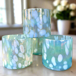 Aqua blue glass votive holders 