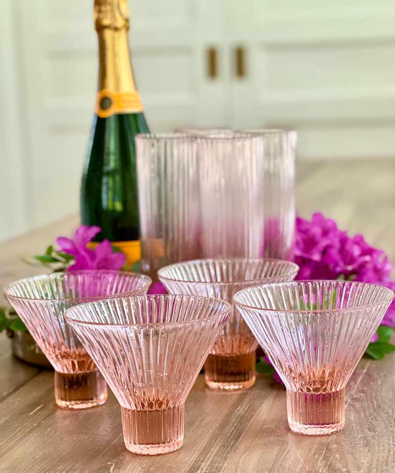 Pink Stemless Martini Glasses Set of 4