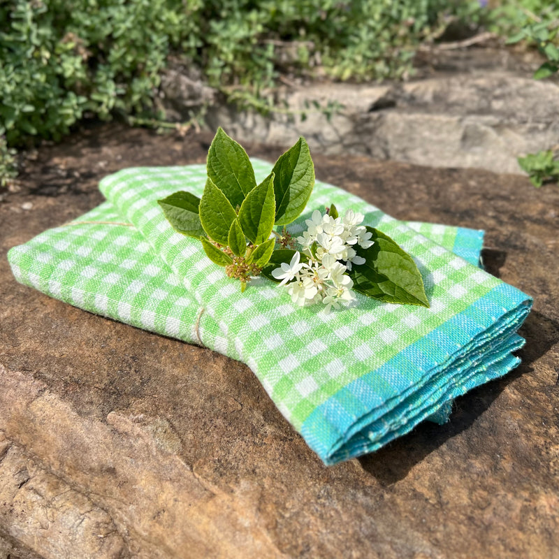 Gingham linen kitchen towel 