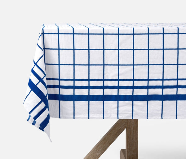 Montauk Tablecloth in Blue and White Plaid