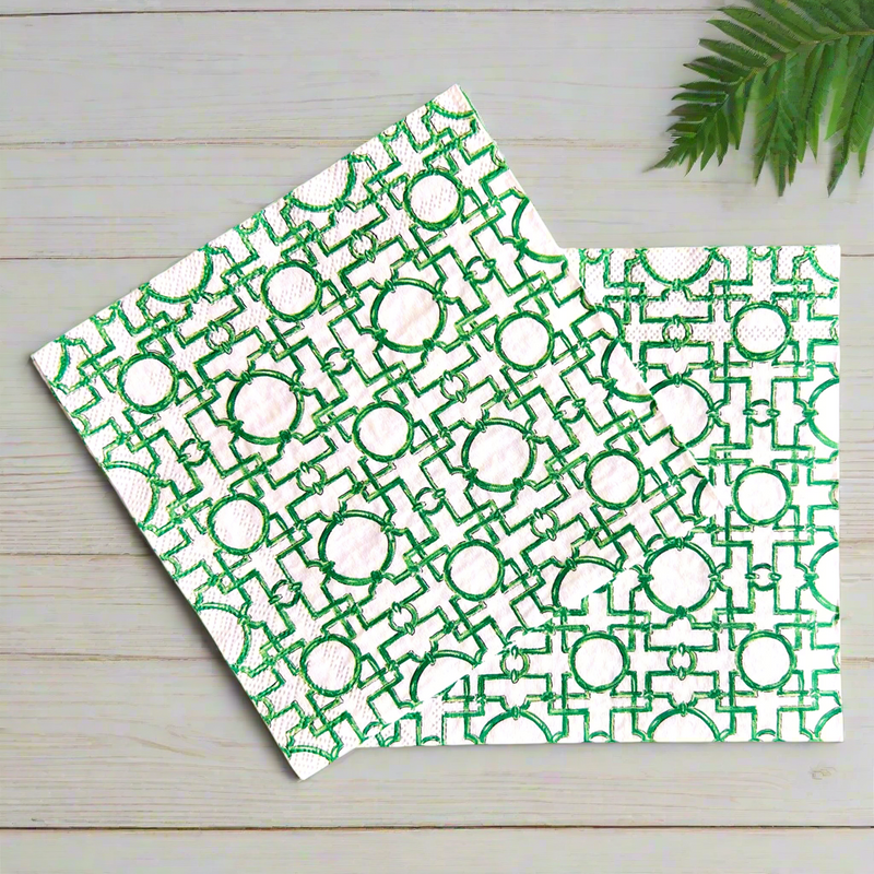 Green and white paper napkins 