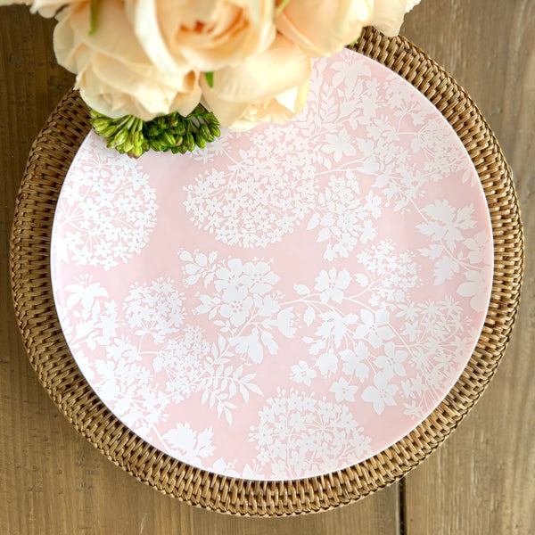 Pink floral disposable plastic plates 