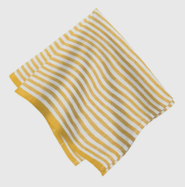 Be
Belgian linen napkins in yellow stripe by caravan 