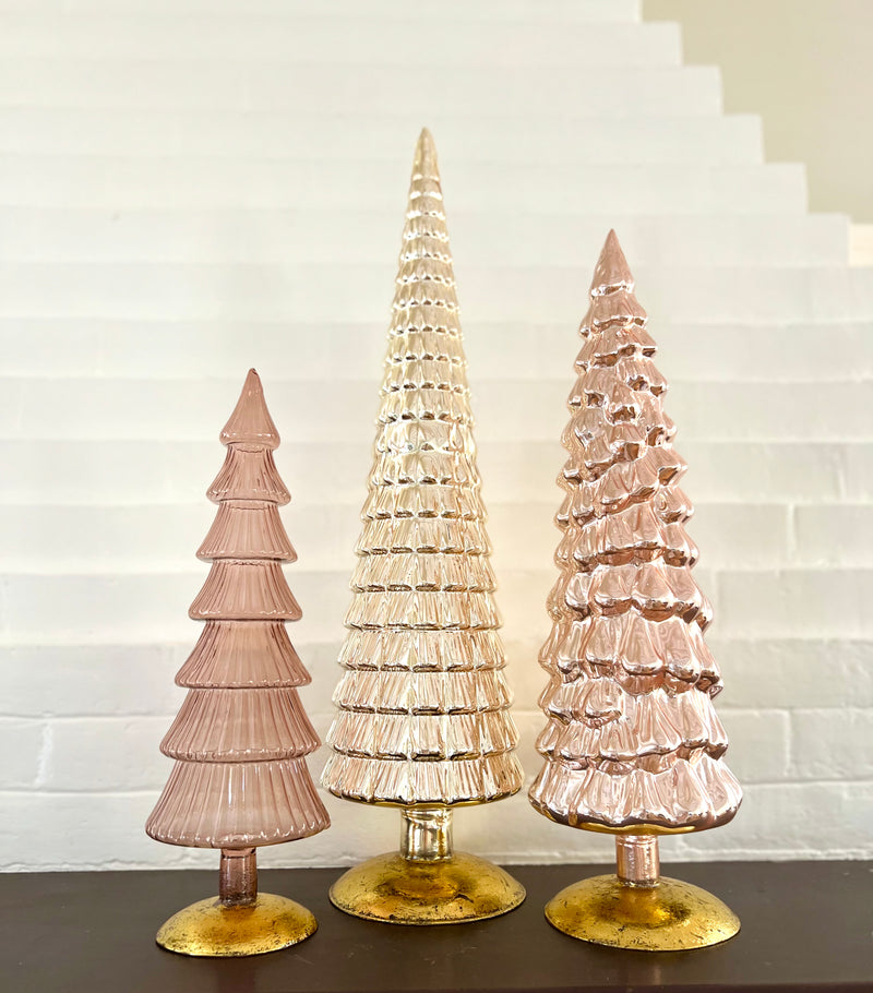 Glass Trees in Neutral Hues Set of 3 Grand Size