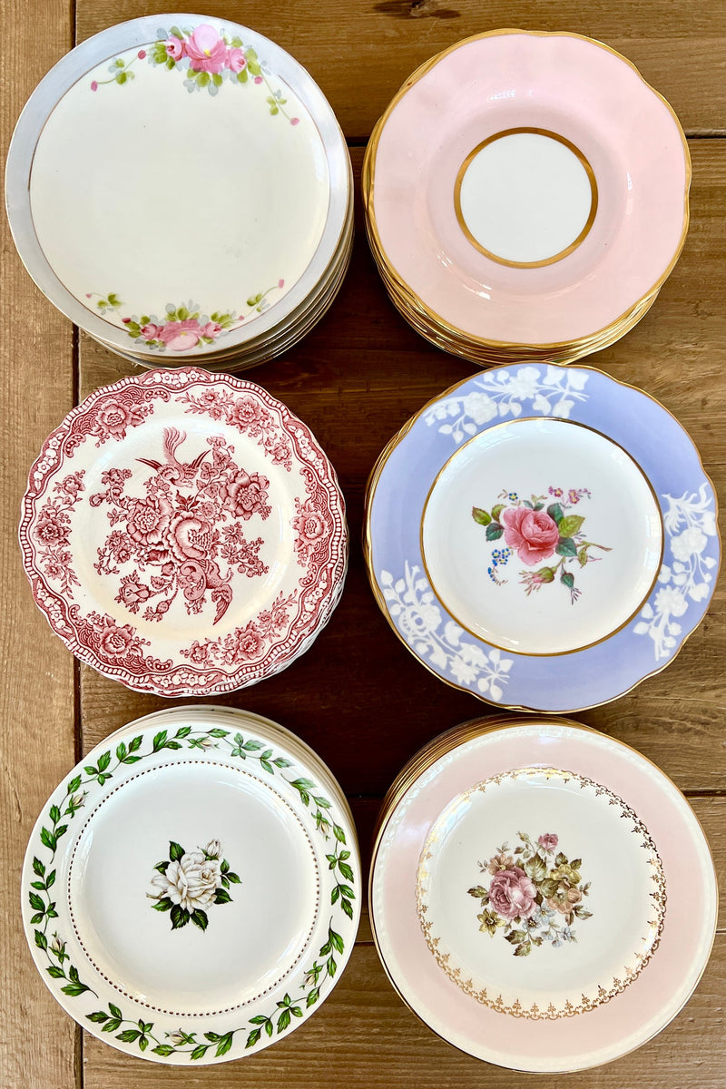 Vintage Rose China Plates Set of 12