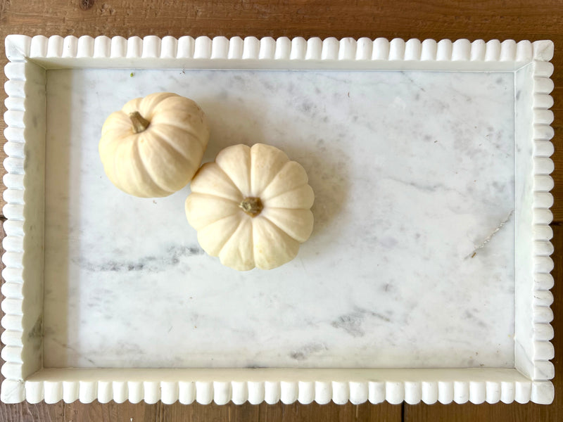 Marble Serving Tray with Fluted Edges