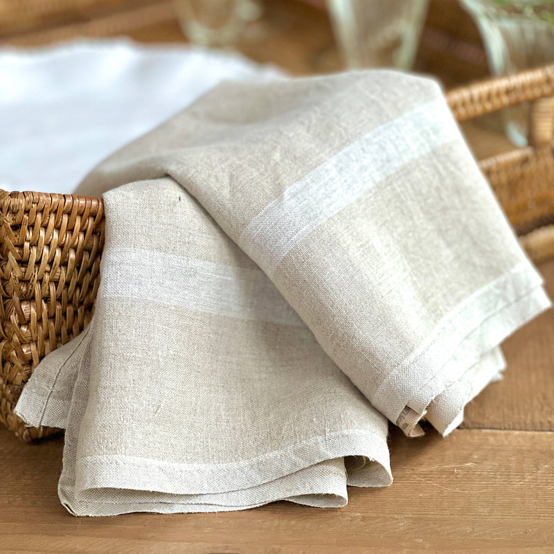 Stonewashed linen napkin in natural by caravan 