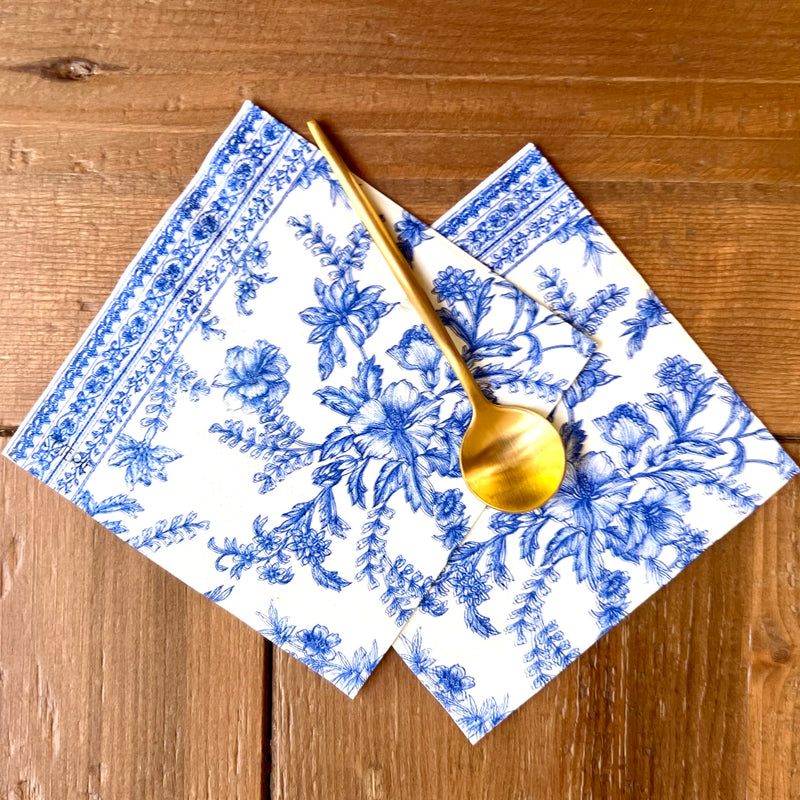 Toile Paper Napkins in Blue and White