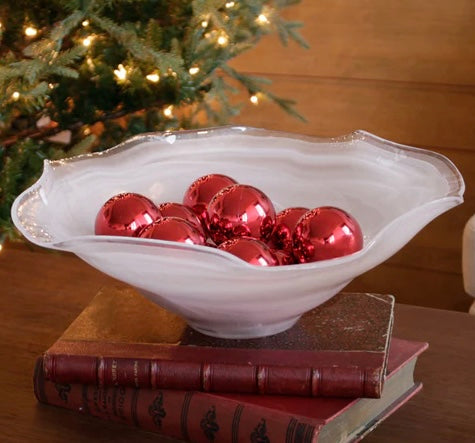 White Alabaster Glass Bowl 2 Sizes NEW!