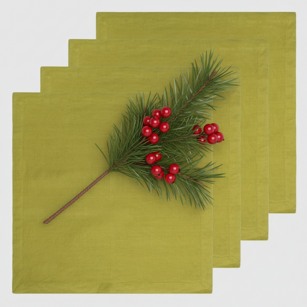 Belgian linen napkins in Chartreuse green