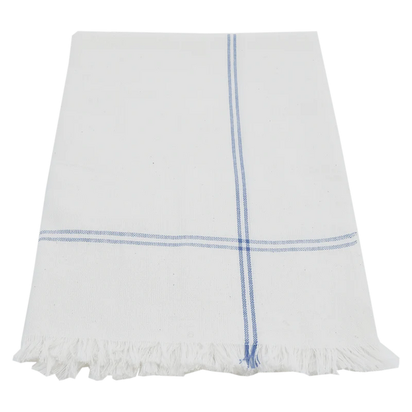 Handwoven napkins in white with blue stripe 