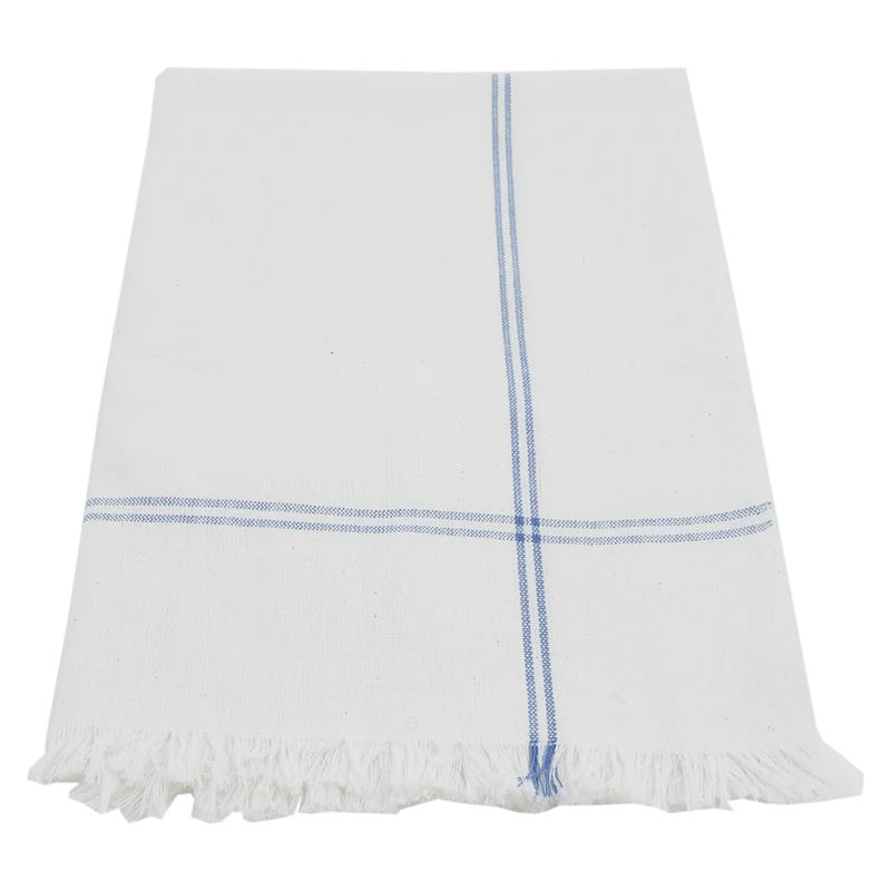 Handwoven napkins in white with blue stripe 