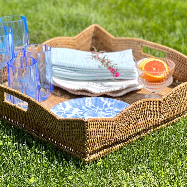 rattan square tray by Artifacts