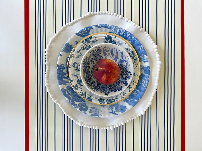 Striped Paper Table Runner in Red and Blue