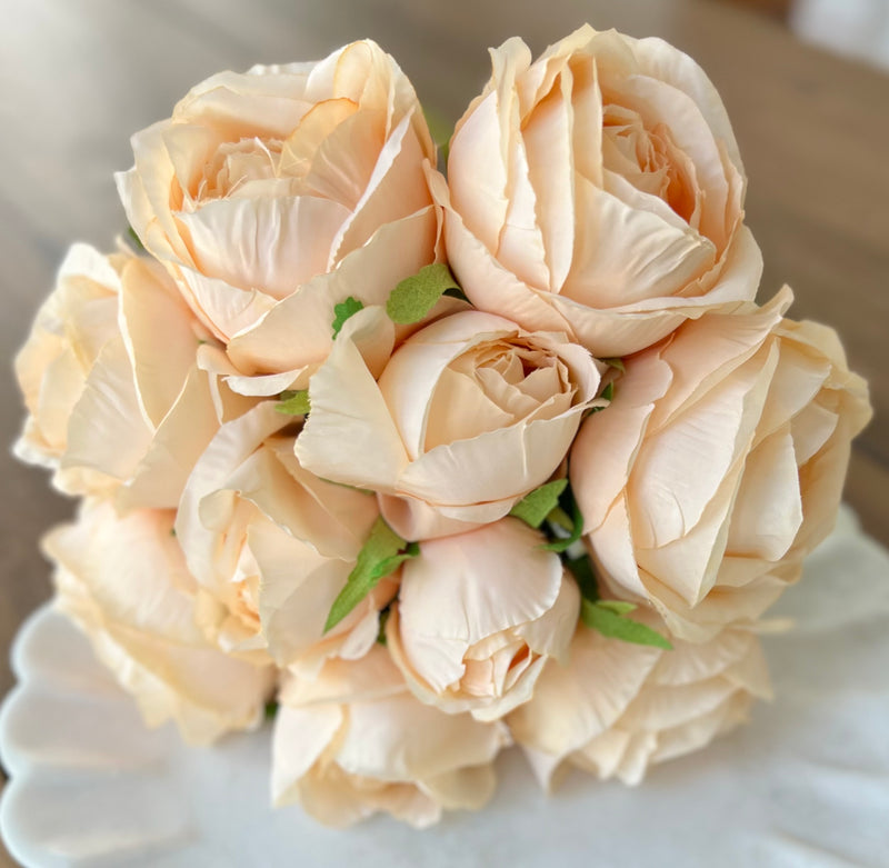 Faux Floral Large Roses Bundle in Peach Fuzz