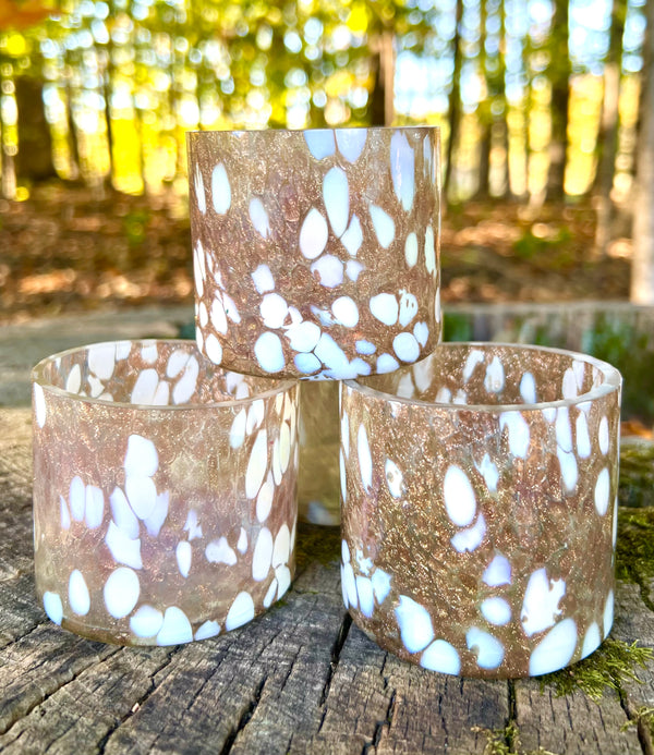 Mottled Glass Votive Holders in Gold Set of 4