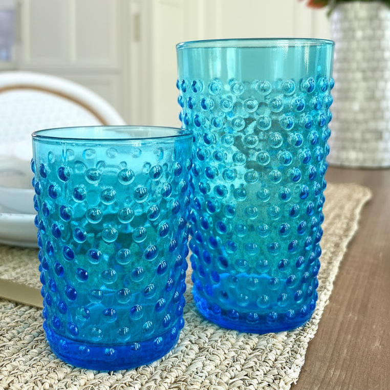 Blue Hobnail Glasses Set of 6