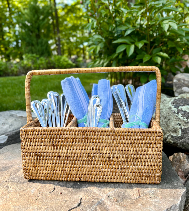 Rattan 3 Section Cutlery Caddy