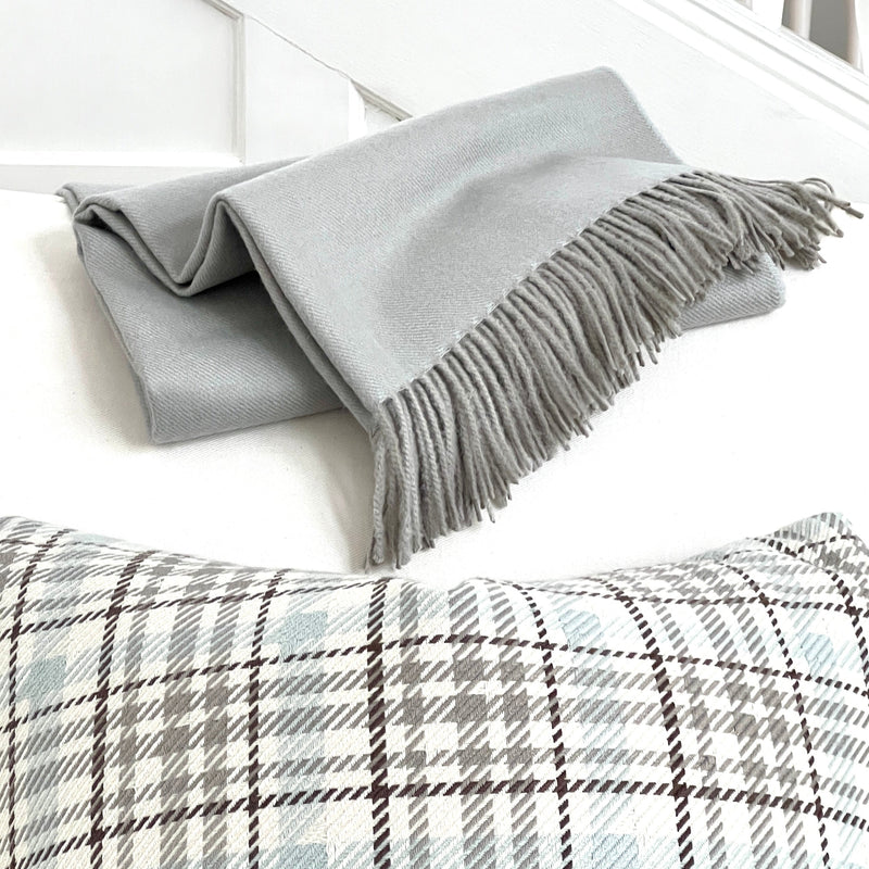 Aqua Blue Plaid Reversible Chair Pillow by Dovecote Home